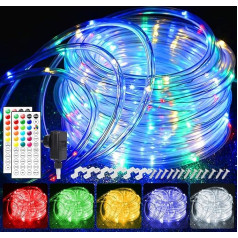 StarryEver 20 m LED cauruļu pasaku gaismas āra apgaismojums, 200 LED gaismas caurule ārā silti balta un krāsaina, 30 krāsu Ziemassvētku apgaismojums ārā, terases gaismas caurule ar tālvadības pulti dārzam ārā