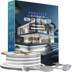 FonaTech Neona virtenes Lights 10 metri Cool White 220V elastīga āra IP65 ūdensnecaurlaidīga sloksnes gaisma Būvlaukums sagriezts pēc izmēra bez transformatora