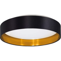 EGLO Maserlo 2 LED griestu gaisma, tekstilmateriāla griestu gaisma, dzīvojamās istabas griestu lampa, izgatavota no auduma zelta un melnā krāsā, plastmasas, balta, silti balta, diametrs 38 cm