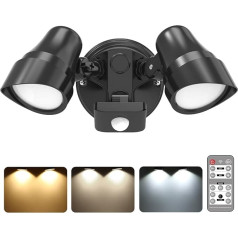 ALUSSO LED prožektors ar kustības sensoru, 25 W, 2000 LM, 1% -100% aptumšojams, tālvadības pults, 3000 K - 6500 K, IP65, āra lampas dārzam, garāžām, pagalmiem