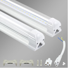 Cresmar 2 LED lampu komplekts, 150 cm, luminiscences lampas, komplekts ar ligzdu, 23 W, 2300 lm, 6000 K, vēsā baltā krāsā, LED griestu gaisma, paplašināms, LED gaismas josla, zemgaismas lampas, lampas, piena krāsā