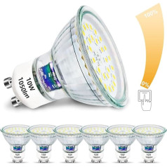 Unikcst GU10 LED 10 W dimmējamas spuldzes aizstāj 100 W halogēnās spuldzes Spilgtas 1050 lūmenu 6000 K Cool White LED Spot 230 V atstarotājlampas bez mirgošanas, 6 gab. iepakojumā