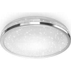 B.K.Licht - LED griestu gaisma ar zvaigžņotu debesi, neitrāli balta gaismas krāsa, 15 W, 1500 lūmeni, LED griestu gaisma, LED lampa, LED lampa, lampas viesistabai, lampas guļamistabai, lampas virtuvei, 38 x 7 cm, hroms