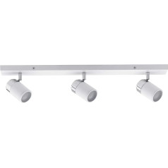 Paulmann 66713 Prožektors Zyli IP44 Balken max 3x10W GU10 Weiß/Chrom 230V Metall 667.13 Deckenleuchte Lampe LED Deckenlampe ohne Leuchtmittel, 7 x 60 x 11 cm