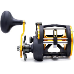 CAMEKOON Level Wind Trolling Trolling Fishing Reel Round Baitcasting Reel Right Hand Graphite Body Star Drag Saltwater Casting Reel