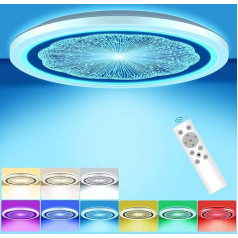 Nigecue 24 W LED griestu gaisma ar tālvadības pulti, dimmējama LED griestu gaisma ar regulējamu 3000 K - 6000 K krāsu temperatūru, RGB apgaismojumu, IP54 ūdensizturīga, 3200 LM, īpaši plāns diametrs 30