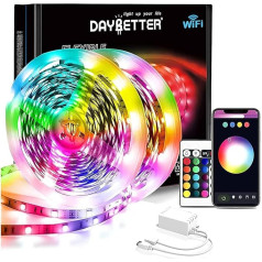 DAYBETTER Led Strip RGB 20M, Smart WiFi Led Streifen Alexa und Google Assistant Kompatibel, Musik Sync, APP-steuerung, Fernbedienung, Farbwechsel led band für Party, Schlafzimmer und Küche(2x10M)