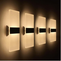 ChangM Pack of 4 Wall Light Indoor LED 12 W Wall Lamp Akrila sienas lampas Moderns sienas apgaismojums viesistabai Guļamistabai Guļamistabas kāpņu telpai Priekšnamam Warm White