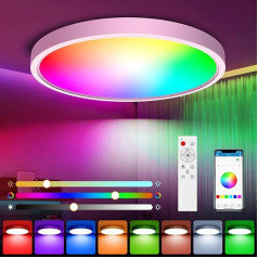 Wilktop Alexa griestu gaisma, inteliģentā griestu gaisma, saderīga ar Google, Alexa, 2400LM, 2700-6500K RGB griestu gaisma ar balss/aplikāciju vadību, LED griestu gaisma guļamistabai