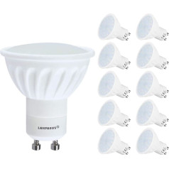 Lampaous Pack of 10 LED GU10 5 W Dimmable LED spuldzes GU10 450 lm Super spilgti aizstājēji 35 līdz 40 vatu halogēna spuldzēm Neitrāli balta ar matēta stikla vāku