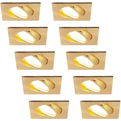 HCFEI LED iegremdējamais prožektors Ultra Flat 425 lūmenu 230 V 5 W Dimmable Square Housing Swivelling Gold Coloured (10 - Warm White)