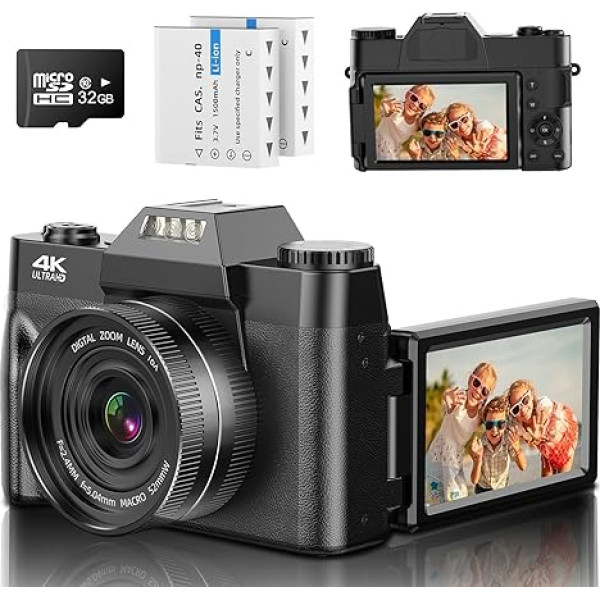 Digitālā kamera 4K UHD Fotokamera 56MP AutoFocus Fotoaparāts 3