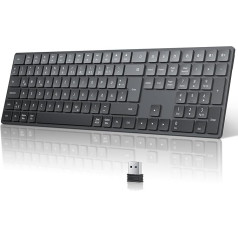 TECURS Bluetooth bezvadu tastatūra, vācu izkārtojuma QWERTZ tastatūra, USB 2.4G bezvadu tastatūra ar 3 Bluetooth kanāliem, bezvadu tastatūra datoram, datoram, klēpjdatoram, galddatoram un citiem Windows Mac,