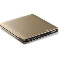 techPulse120 Išorinis USB 3.1 Type-C UHD HDR 4k 3D MDisc BDXL diskas Bluray įrašymo įrenginys Bluray Burner Superdrive BD DVD CD kompiuteriui Stalinis kompiuteris Nešiojamasis kompiuteris Ultrabook Windows MacOS Apple iMac Aliuminis Auksinis