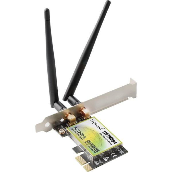 WLAN karte, AC 1200Mbps WiFi PCIe tīkla karte, 5GHz/2.4GHz Dual Band bezvadu karte galddatoriem/PC, atbalsta Win 7/8/10/11 (32/64bit)