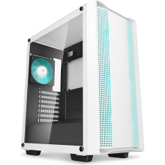 DeepCool CC560 WH V2 Mid-Tower ATX PC Case, 4 x Pre-installed 120mm LED Fans, Tempered Glass Side Panel, White