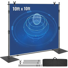 VEVOR Photography Backdrop Professional Photography Background 3048 x 3048mm Background Fabric Size Studio Props Background Adjustable Pipe and Curtain Stand Weddings Party Sets