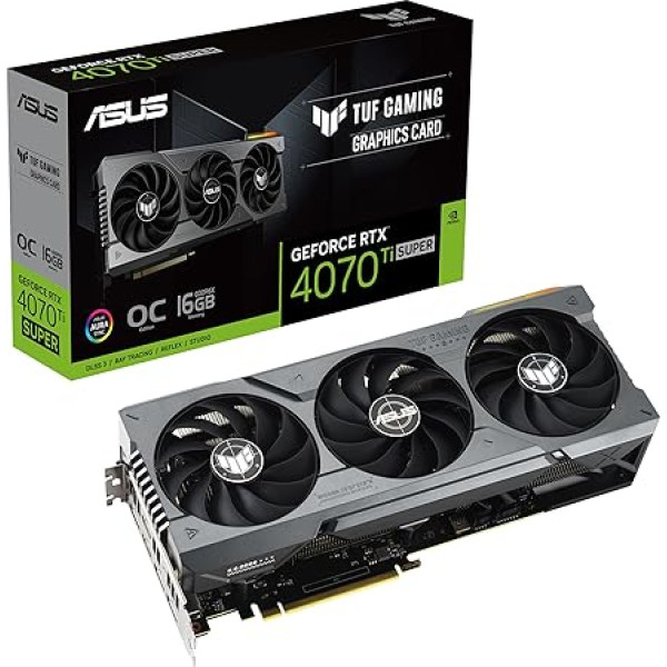 ASUS TUF Gaming GeForce RTX 4070 Ti SUPER 16GB GDDR6X OC Edition Gaming Graphics Card (NVIDIA GeForce RTX4070Ti DLSS 3, PCIe 4.0, 2X HDMI 2.1a, 3X DisplayPort 1.4a, TUF-RTX4070TIS-O16G-GAMING, Black)