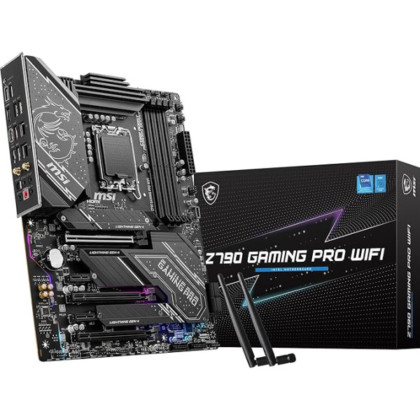 MSI Z790 Gaming PRO WiFi pamatplate, ATX - atbalsta 12, 13 un 14 paaudzes Intel Core procesorus, LGA 1700 - VRM, DDR5 7200+(OC) MHz, Lightning USB 20G, Gen 4 x4 M.2, WiFi 6E un 2,5G LAN