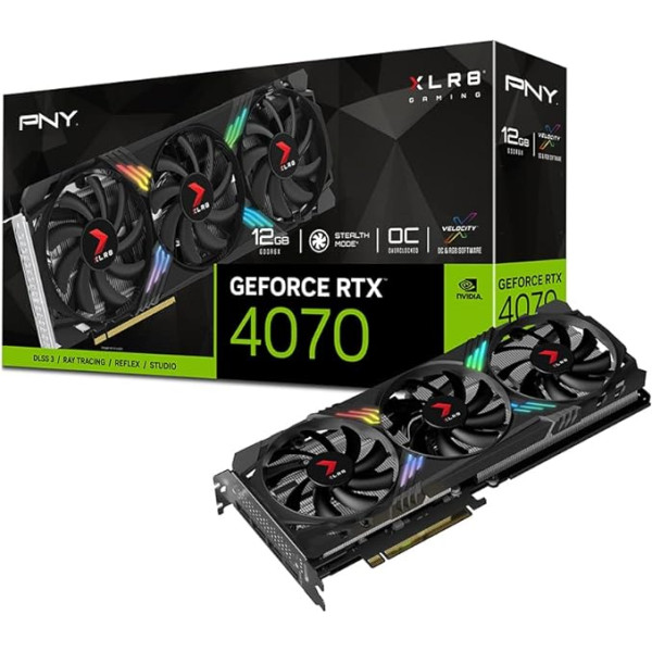 PNY GeForce RTX™ 4070 12GB XLR8 Gaming Verto Epic-X RGB™ Overclocked Triple Fan grafiskā karte DLSS 3