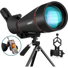 Spotting scope 25-75X 100 mm for Sports Shooters Hunting Bird Watching IPX7 Waterproof FMC BAK4 Prism with Tripod Mobile Phone Adapter Black