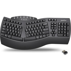 Perixx PERIBOARD-612 bezvadu ergonomiska dalīta tastatūra ar dubulto režīmu 2.4G un Bluetooth funkciju, saderīga ar Windows 10 un Mac OS X sistēmām, melna, QWERTY izkārtojums, ASV izkārtojums