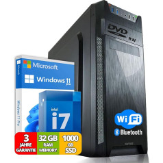 Ultra Intel i7 dators - ātrs kalkulators + dators birojam un mājas birojam ar 32 GB DDR3 RAM / atmiņas - 1 TB SSD - DVD+RW - USB 3.0 - WiFi 600 un Bluetooth 5 - Win 11 Pro