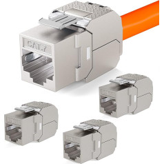 hb-digital 4x Keystone RJ-45 Cat.7 moduļa izolācijas termināls (LSA) uz RJ45 ligzdu STP līdz 1000MHz 10,000Mbit/s CAT7 ligzda CAT 5e/6/6/6a/7 tīkla kabeļu Patch Panel datu ligzda Ethernet LAN