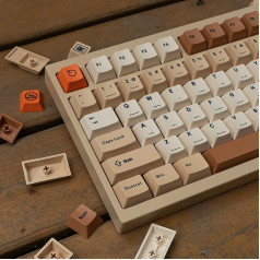 mintcaps PBT taustiņu vāciņi 143 taustiņi Cherry Profile Retro taustiņu vāciņu komplekts Dye-Sub Postage Stamp ISO ANSI Beige Taustiņu vāciņi Custom Keyboard Taustiņu vāciņi 60% 65% 70% 70% 75% Cherry Gateron MX slēdži Mehāniskās klaviat