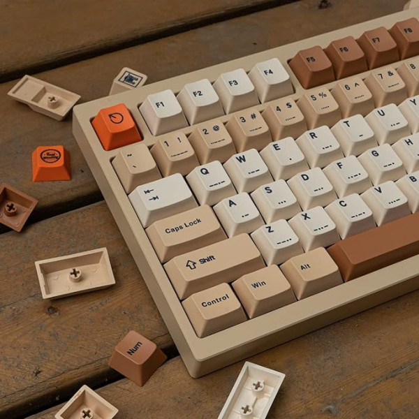 mintcaps PBT taustiņu vāciņi 143 taustiņi Cherry Profile Retro taustiņu vāciņu komplekts Dye-Sub Postage Stamp ISO ANSI Beige Taustiņu vāciņi Custom Keyboard Taustiņu vāciņi 60% 65% 70% 70% 75% Cherry Gateron MX slēdži Mehāniskās klaviat