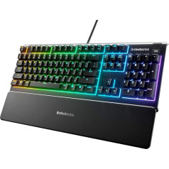 SteelSeries Apex 3 - Spēļu tastatūra - 10 zonu RGB apgaismojums - Premium Magnētiskā plaukstas locītavas balsts - Nordic (QWERTY) izkārtojums, melns