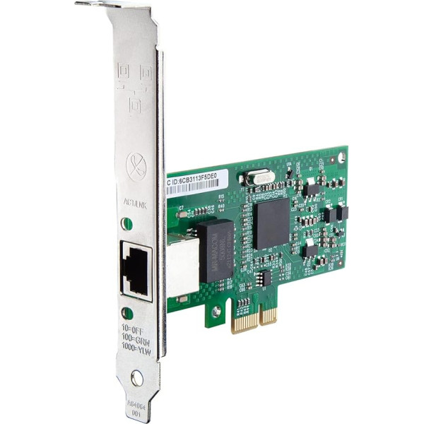 1,25G Gigabit Ethernet PCI Express tīkla karte (NIC) ar Intel 82573 kontrolieri, viens RJ-45 ports, atbalsta Windows Server/Freebsd/VMware/SLSE