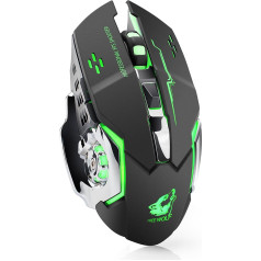 lexonelec Bezvadu pele X 8 uzlādējama 2,4 GHz klusa skaņas izslēgšana 7 krāsu LED elpošanas fona apgaismojums Tarantula Adjust optiskā ergonomiska bezvadu spēļu pele Gamer peles 6 pogas