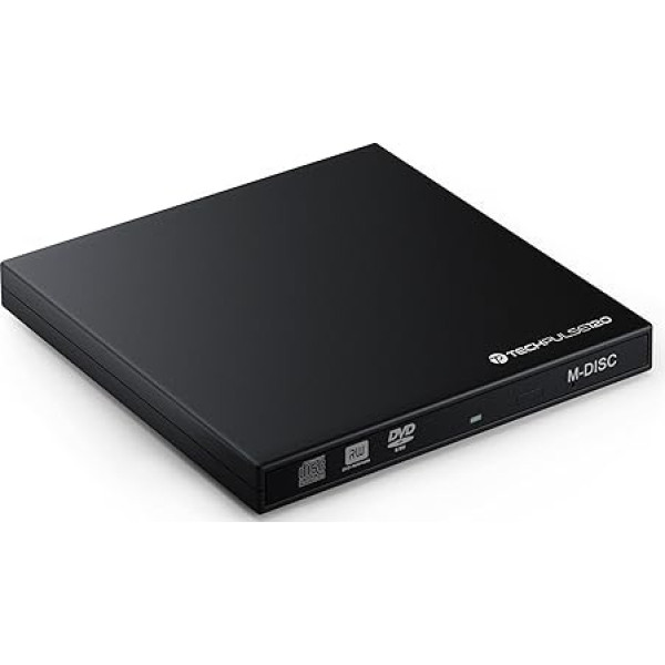 techPulse120 USB 3.0 un C tipa M-Disc ārējais DVD CD ierakstīšanas rakstītājs, lasītājs DVDRW CDRW ierakstītājs SuperDrive Pārnēsājamais plāns disks datoram, piezīmjdatoram, ultrabookam, Windows, MacOS, Apple iMac, MacBook Pro Air