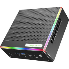 Trycoo HA-4 Mini Gaming PC, AMD Ryzen 7 Mini PC Ryzen 7 7840HS procesors (līdz 5,1 GHz), DDR5-5600 32 GB RAM 1 TB PCIe4.0 SSD. Trīskārša 4K @ 60 Hz izeja, 2,5 Gb/s LAN/Wi-Fi6/BT5.2, USB-C un RGB.