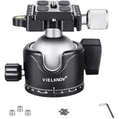 46mm Low Profile Tripod Head with THREE 3/8 to 1/4 Screw Adapters, Professional 360 Degree Aluminum Panoramic Head, Max Load Capacity of 20kg/44lbs