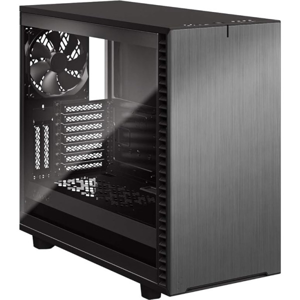 Fractal Design Define 7 Gray TG Modular Silent E-ATX Mid Tower alumīnija tērauda moduļu datora korpuss ar rūdīta stikla sānu logu, pelēks