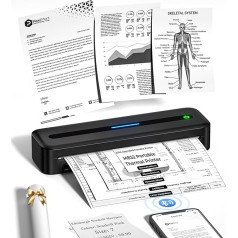 ItriAce M832 Mobiler Drucker A4 für Unterwegs, Bluetooth Thermodrucker ohne Patronen für Handy und Laptops, der Kompakte Drucker mit 1 Rollen A4 Thermopapier und Eignet Sich für Zu Hause, Reisen