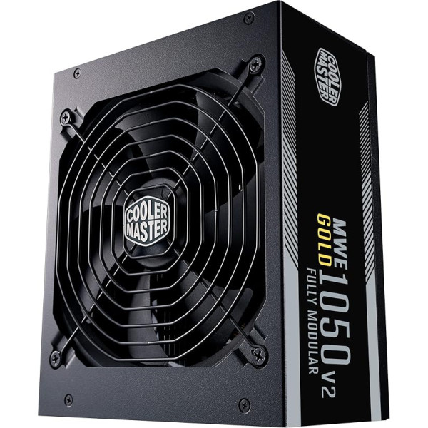 Cooler Master MWE Gold 1050 V2 ATX 3.0 Full Modular Power Supply (UK Plug) - ATX 3.0 Support, 80 Plus Gold 1050W Power Supply, Flat Black Cable, 140mm FDB Fan, High Temperature Threshold, 10