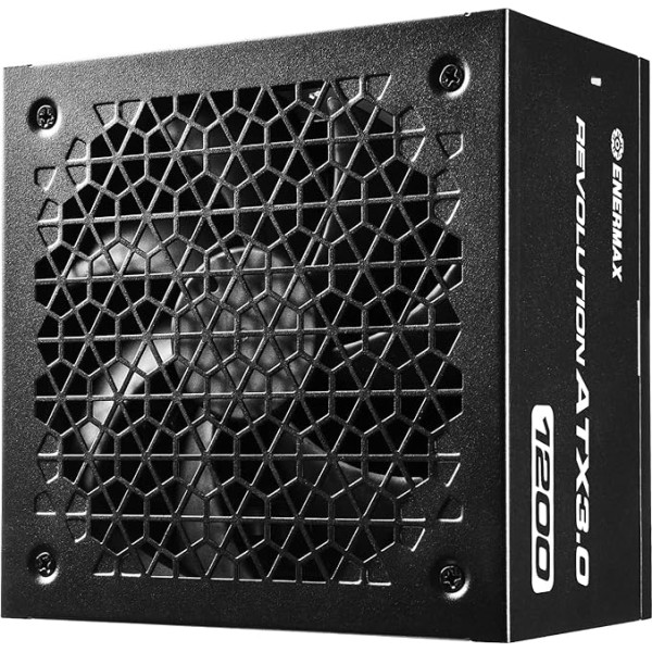 ENERMAX Revolution ATX3.0 Enthusiast Gaming & Streaming PC Power Supply 1200W 80Plus Gold PCIe 5.0 Ready (Full Modular, 2 x 12VHPWR Cable, Semi-Fanless), ERA1200EWT, Black