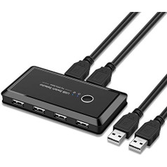 KVM USB 2.0 vai USB 3.0 komutatora selektors 2 pieslēgvietu datoru koplietošanai 4 ierīcēm tastatūrai pelei skenerim printerim (USB 2.0)