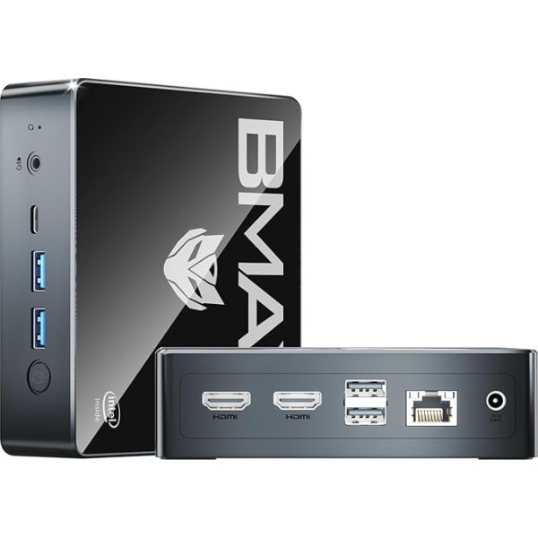 BAMX Mini PC 16GB DDR4 512GB SSD Intel Alder Lake N100 Windows 11 Pro B4Plus 3.4GHz 4 kodi 4 pavedieni Paplašināms SSD 4K 60Hz C tipa (pilna funkcija) HDMI* 2/ USB*4/Wi-Fi 5/2.4+5G/BT4.2