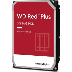 WD Red Plus iekšējais cietais disks NAS 8 TB (3,5 collu, darba slodzes ātrums 180 TB/gadā, 5640 apgr./min, 128 MB kešatmiņa, NAS programmatūras programmaparatūra savietojamībai, 8 nodalījumi) Sarkans