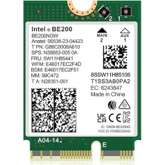 WiFi 7 Bezvadu karte BE200NGW, Bluetooth 5.4, 5800Mbps M.2/NGFF Tīkla savienojums Windows 10/11 (64bit), Linux. (AMD Wird Nicht unterstützt). Ideāli piemērots WiFi7/WiFi6E/WiFi6/WiFi5 maršrutētājam.