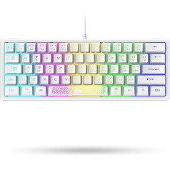 LexonElec K61 60% White Gaming Keyboard Mini PC ar RGB apgaismojumu - Lielbritānijas izkārtojuma QWERTY tastatūra - mehāniskā ergonomika - Anti-Ghosting Double Shot Keycaps - PS4 portatīvajam datoram