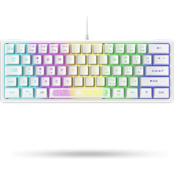 LexonElec K61 60% белая игровая клавиатура Mini PC RGB Lighting - UK Layout QWERTY Keyboard - механическая эргономика - Anti-Ghosting Double Shot Keycaps - для PS4 Laptop Computer