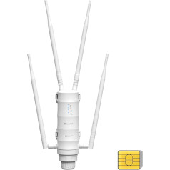 AC1200 āra 4G LTE maršrutētājs ar SIM karti, WAVLINK āra SIM maršrutētājs PoE ar AC1200 (2.4G 300Mbps + 5G 867Mbps) + CAT4 4G (150Mbps), SIM karte, izturīgs pret laikapstākļiem, 2 x Gigabit WAN/LAN, Nano SIM karte