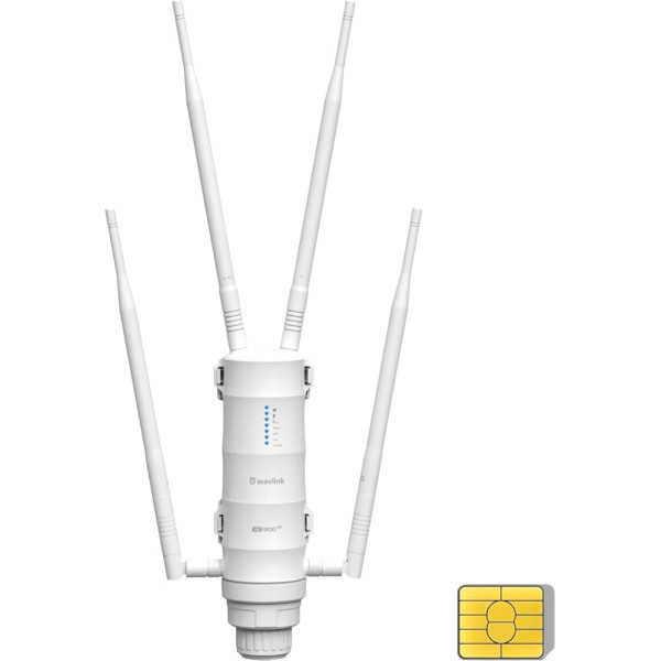 AC1200 Outdoor 4G LTE Router SIM Card, WAVLINK Outdoor SIM Router PoE with AC1200 (2.4G 300Mbps + 5G 867Mbps) + CAT4 4G (150Mbps), SIM Card, Weatherproof Housing, 2 x Gigabit WAN/LAN, Nano SIM