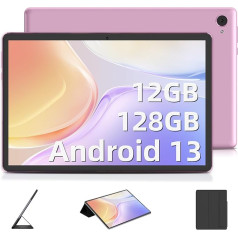 OUZRS Tablet 10 Zoll Android 13 Tablet PC 12GB RAM + 128GB ROM (TF 1TB) Octa Core 2.0 Ghz, Gaming Tablet Dual Kamera HD IPS, 5G WiFi Tablet Android 6000mAh Akku, Type-C, Bluetooth 5.0 (Rosa)