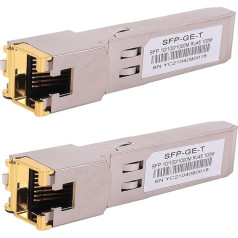 2 x 1000BASE-T Gigabit SFP to RJ45 Copper Ethernet Modular Transceiver for Cisco, Meraki, Ubiquiti, D/TP Link, Supermicro, Netgear, Broadcom, 1.25G SFP-T CAT5E/CAT6 līdz 100 m Mikrotik S-RJ01